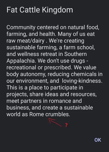Screenshot of Fat Cattle Kingdom related evidence
