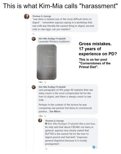 Screenshot of what Kim Mia calls harassment, part 1