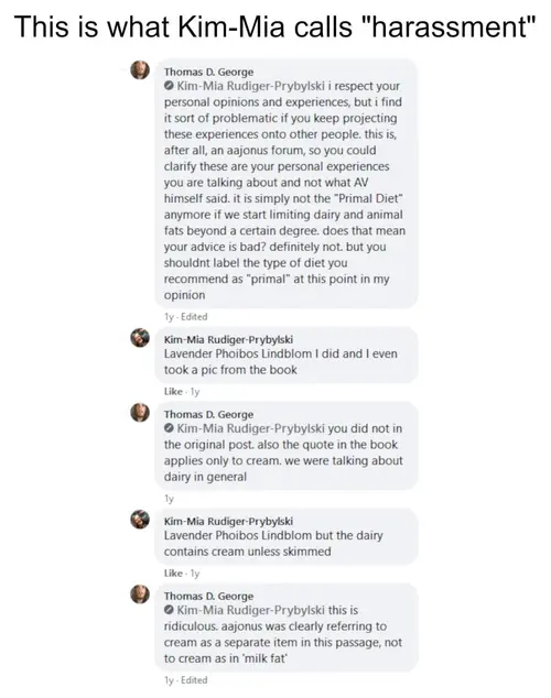 Screenshot of what Kim Mia calls harassment, part 2