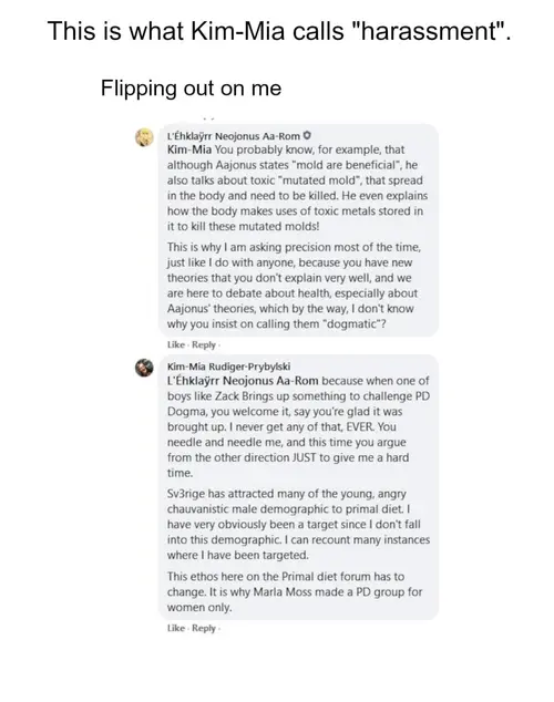 Screenshot of what Kim Mia calls harassment, part 4