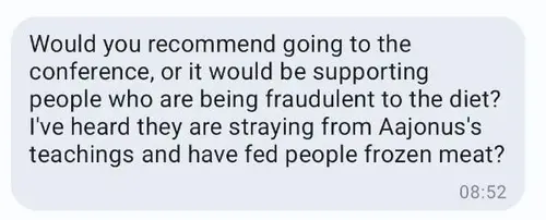 Screenshot asking whether going to the conference would support people being fraudulent to the diet