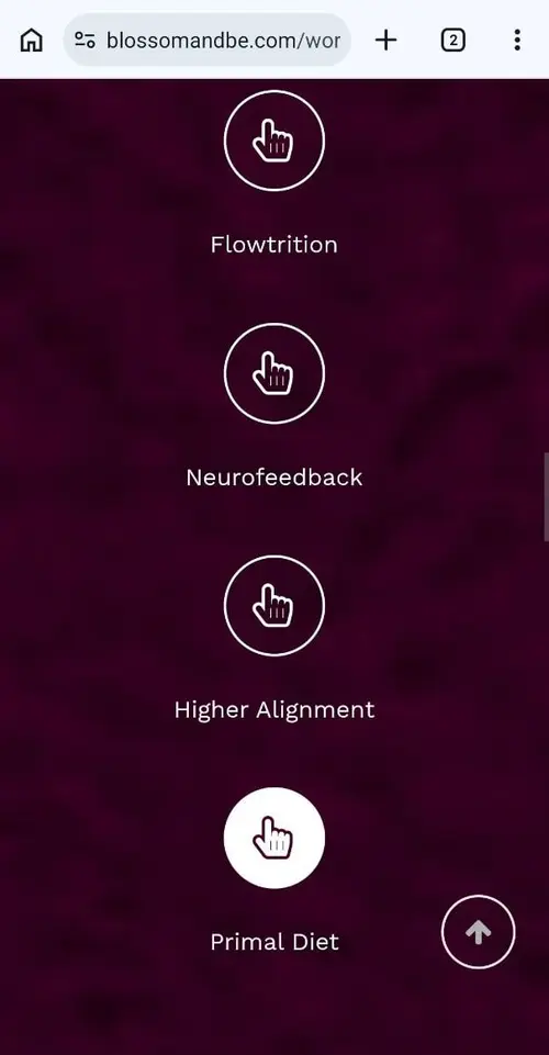 Screenshot of the Blossom and Be website listing Primal Diet alongside other services