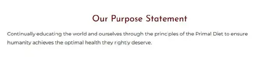 Screenshot of their purpose statement from 2025