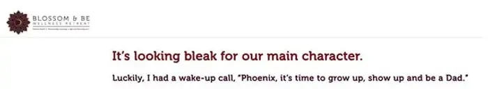 Screenshot from Phoenix's website saying it is looking bleak for our main character