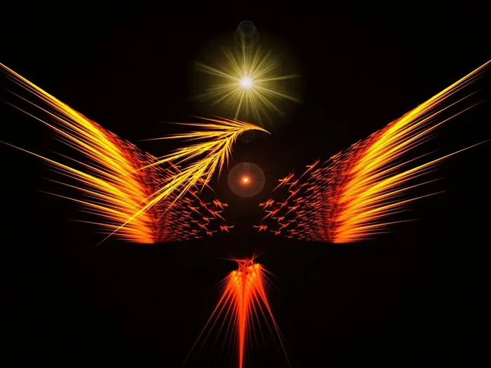 Fiery phoenix-like bird image