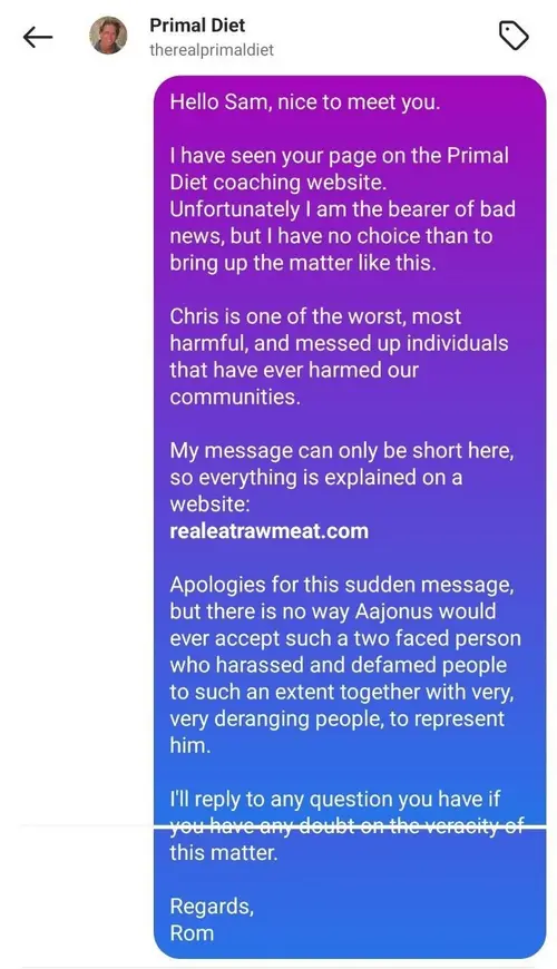 Instagram story screenshot about Sam Schulte reacting with a heart to a post
