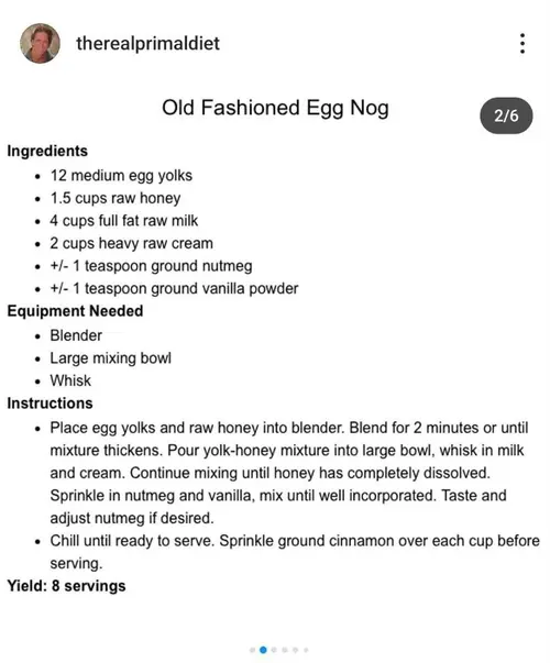 Screenshot of Sam discussing eggnog