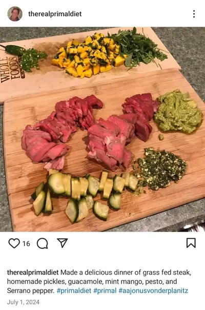 Screenshot of Sam discussing fruit and red meat