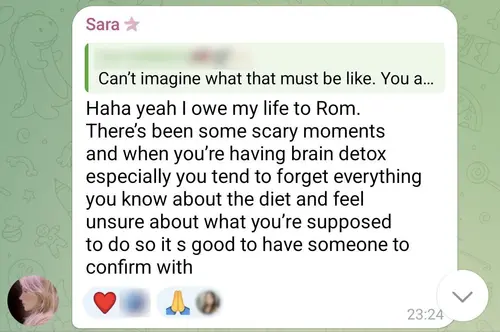 Sara guidance testimonial screenshot